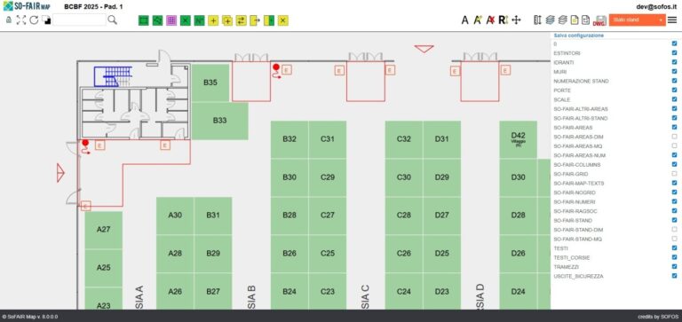 Funzionalità Mappa di Sofair 365: software per la gestione fieristica